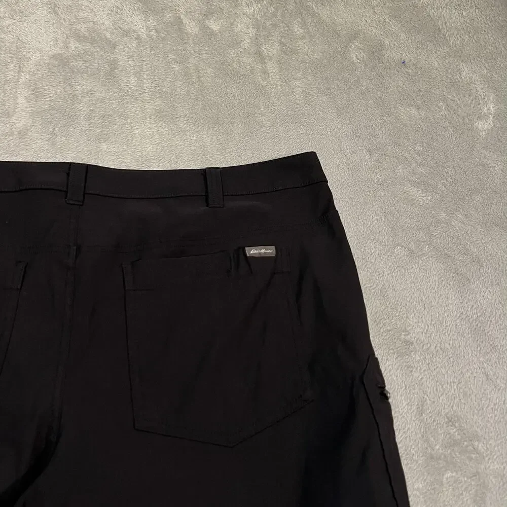 Eddie Bauer Rainier Pants Mens 40x29 Black Nylon Stretch Cargo Hiking Outdoor